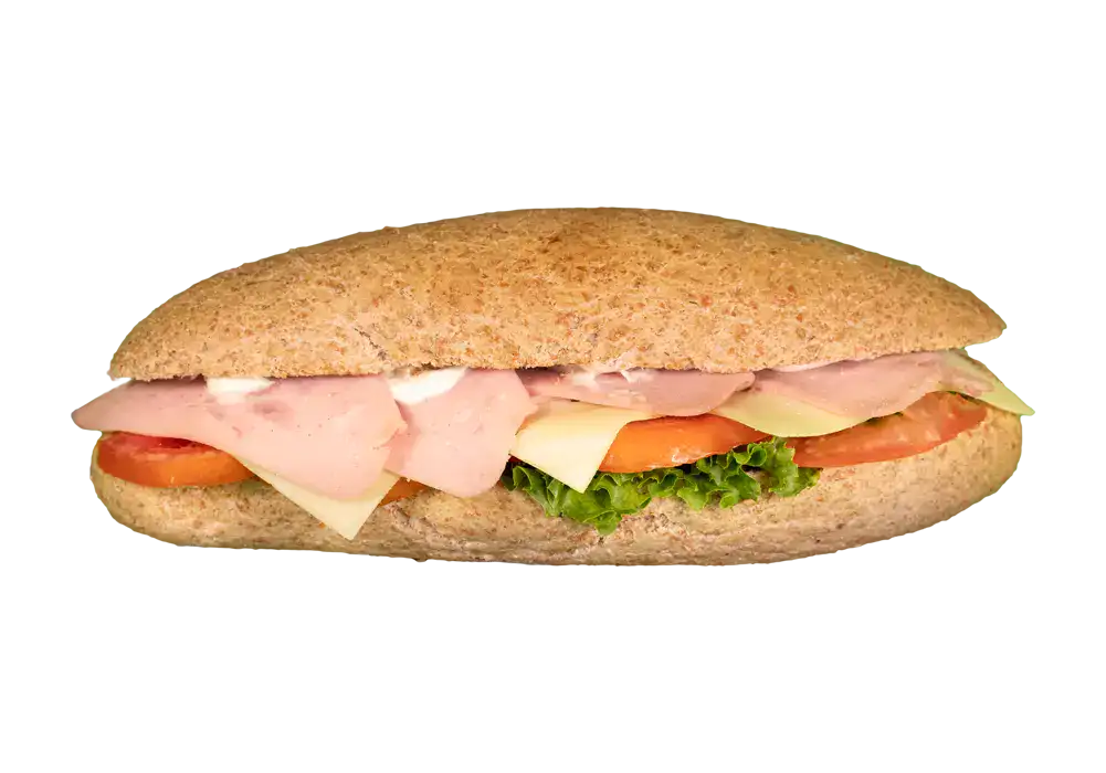 Sandwich with turkey, cheese, tomato and lettuce